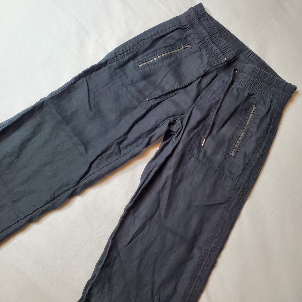 Athleta Womens Size 2 Cabo Linen Wide Leg Lightweight Pant Light Black 447244
